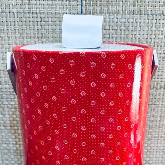 🌟HP🌟VTG 1980s 11" Ice Bucket Red & White Floral Dot Pattern by Drulane USA - Picture 2 of 11